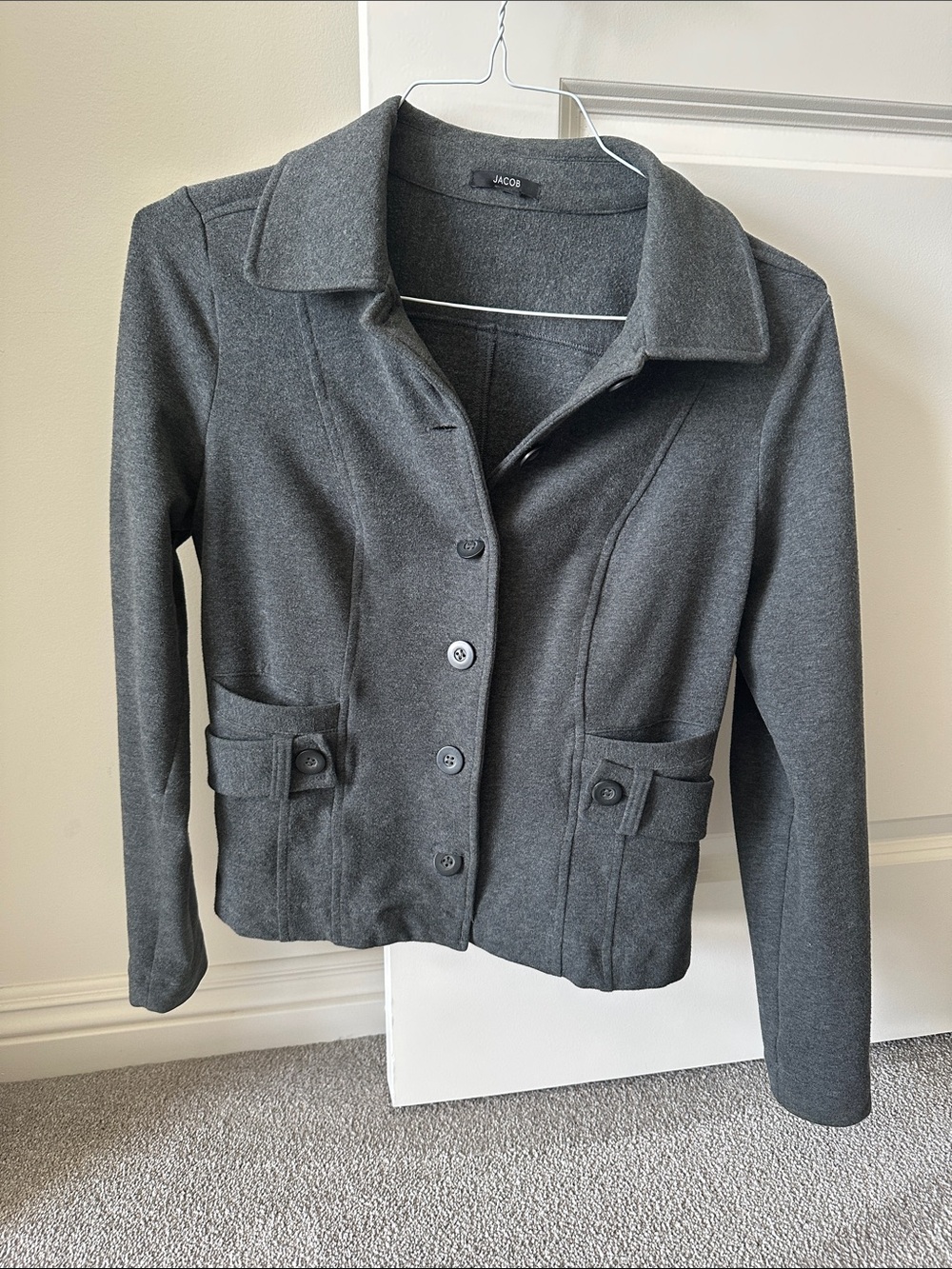 Jacob Women's Charcoal Gray Button-Front Blazer Jacket